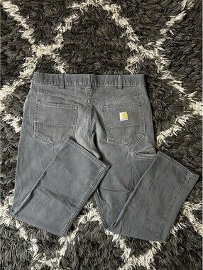 Carhartt Canvas Work Pants Carpenter Dungaree Relaxed Fit Grey Mens 34x30